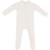 Ribbed Zipper Footie, Oat - Footie Pajamas - 1 - thumbnail