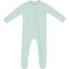 Ribbed Zipper Footie, Sage - Footie Pajamas - 1 - thumbnail