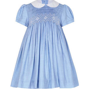 Blue Nella Smocked Dress, Blue - Dresses - 1