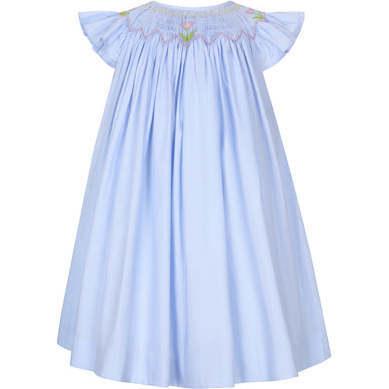 Tulip Smocked Dress, Blue - Dresses - 1