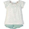 Ruched Tunic & Ruffled Shorts, Aqua Angel's Trumpets - Mixed Apparel Set - 1 - thumbnail