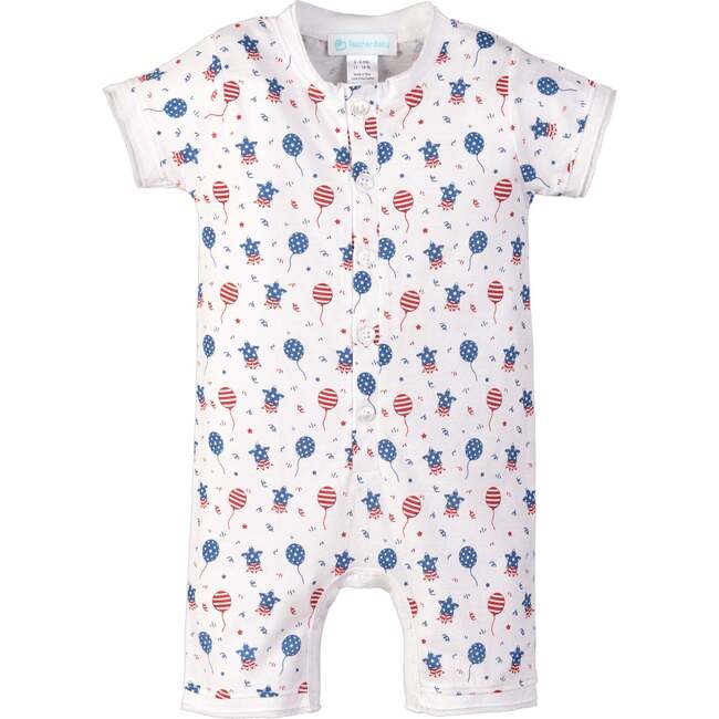 Henley-Style Relaxed Fit Romper, Usa Balloons