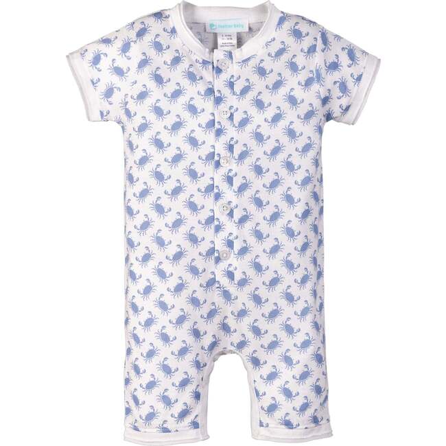 Henley-Style Relaxed Fit Romper, Crab Crawl