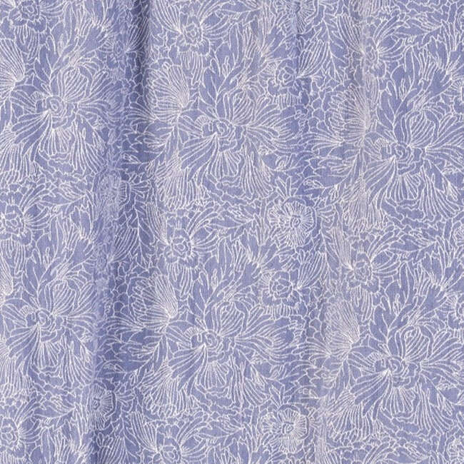 Henley-Style Angel-Sleeve Romper, Sylvia Floral On Periwinkle - Rompers - 2