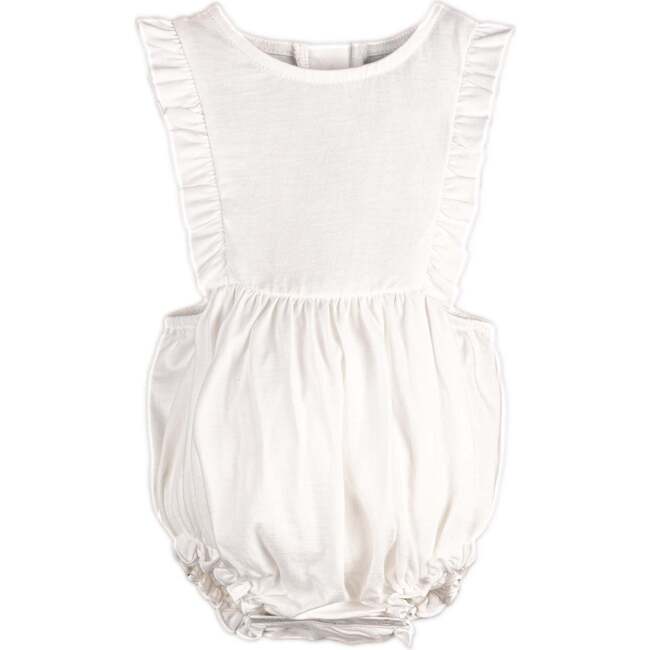 Frilly Sleeveless Bubble, Solid White - Onesies - 2