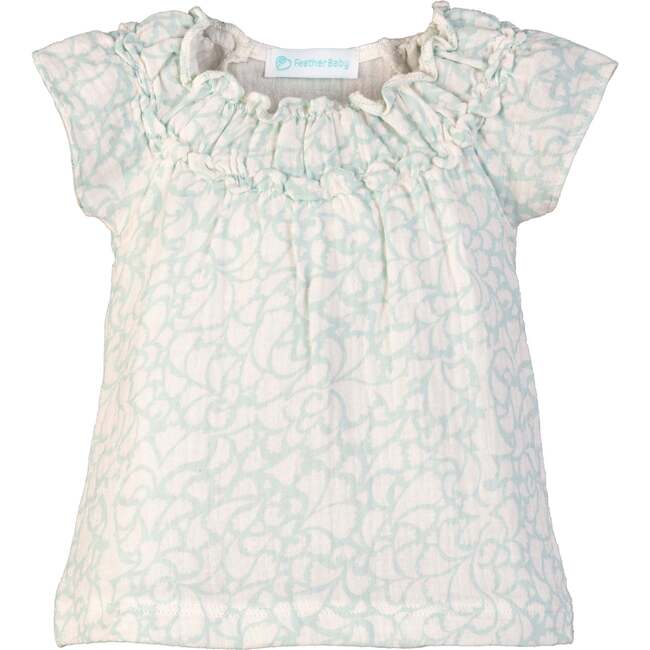 Ruched Tunic & Ruffled Shorts, Aqua Angel's Trumpets - Mixed Apparel Set - 3