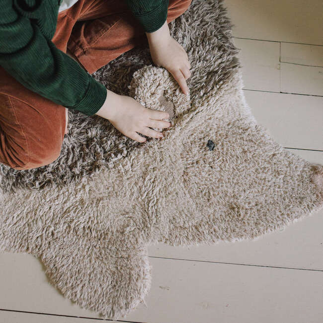 Washable Animal Rug Hedgehog, Natural, Linen. 3' x 4' 3" - Rugs - 4