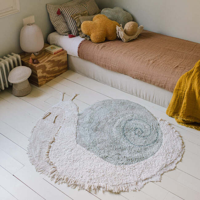 Washable Animal Rug Snail, Natural, Blue Sage .3' 3" x 4' - Rugs - 2