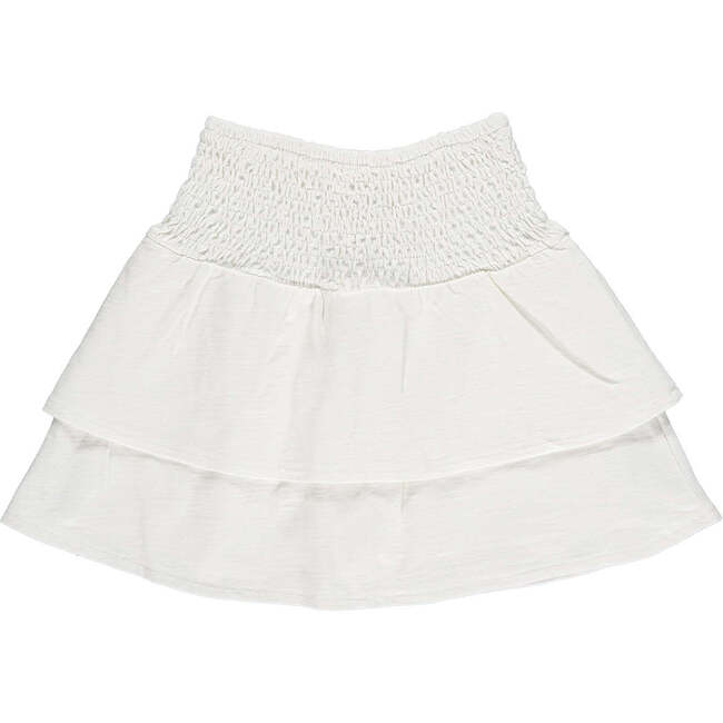 Nora 2-Tired Smocked Waist Skirt, Ivory