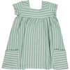 Rylie Striped Square Neck 2-Pocket Dress, Green & Ivory - Dresses - 1 - thumbnail