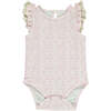 Amber Ruffle Sleeve Lace Trim Onesie, Pink Ditsy Floral - One Pieces - 1 - thumbnail