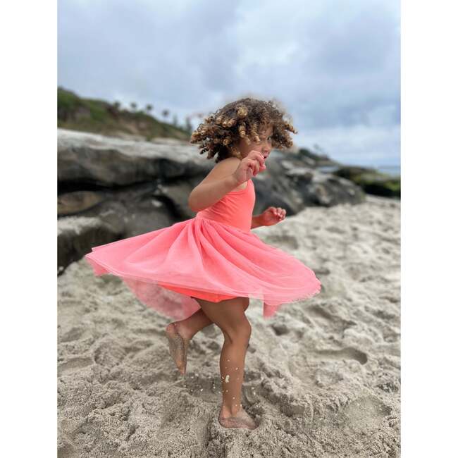 Kaia Spaghetti Strap Tutu Dress, Coral - Dresses - 3