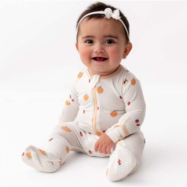 Zippered Footie, Peach - Footie Pajamas - 2