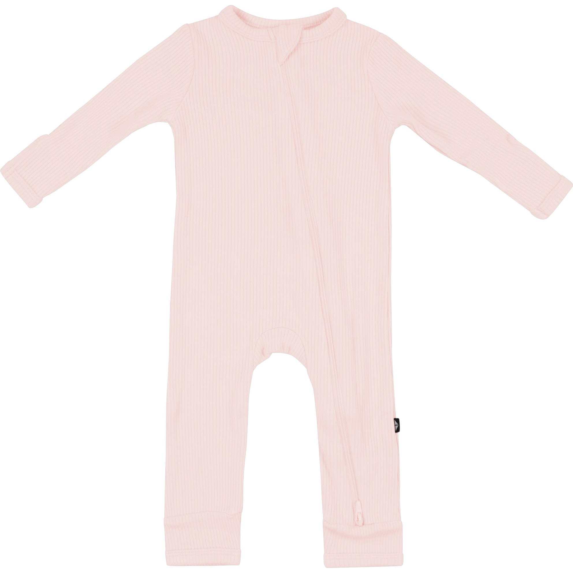 Ribbed Zipper Romper, Blush - Kyte Baby Rompers | Maisonette