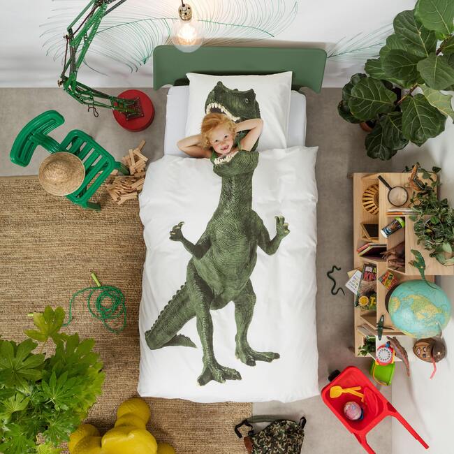 Dinosaur Photo Print Duvet Set, Green - Duvet Sets - 4