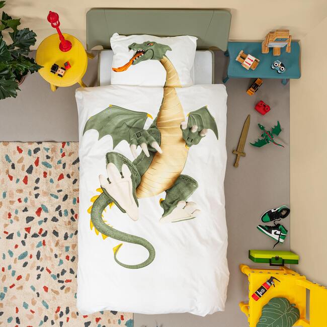 Dragon Photo Print Duvet Set, Green - Duvet Sets - 7