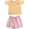 Rainbow Short Sleeve T-Shirt & Bermuda Shorts Set, Orange & Rainbow - Mixed Apparel Set - 1 - thumbnail