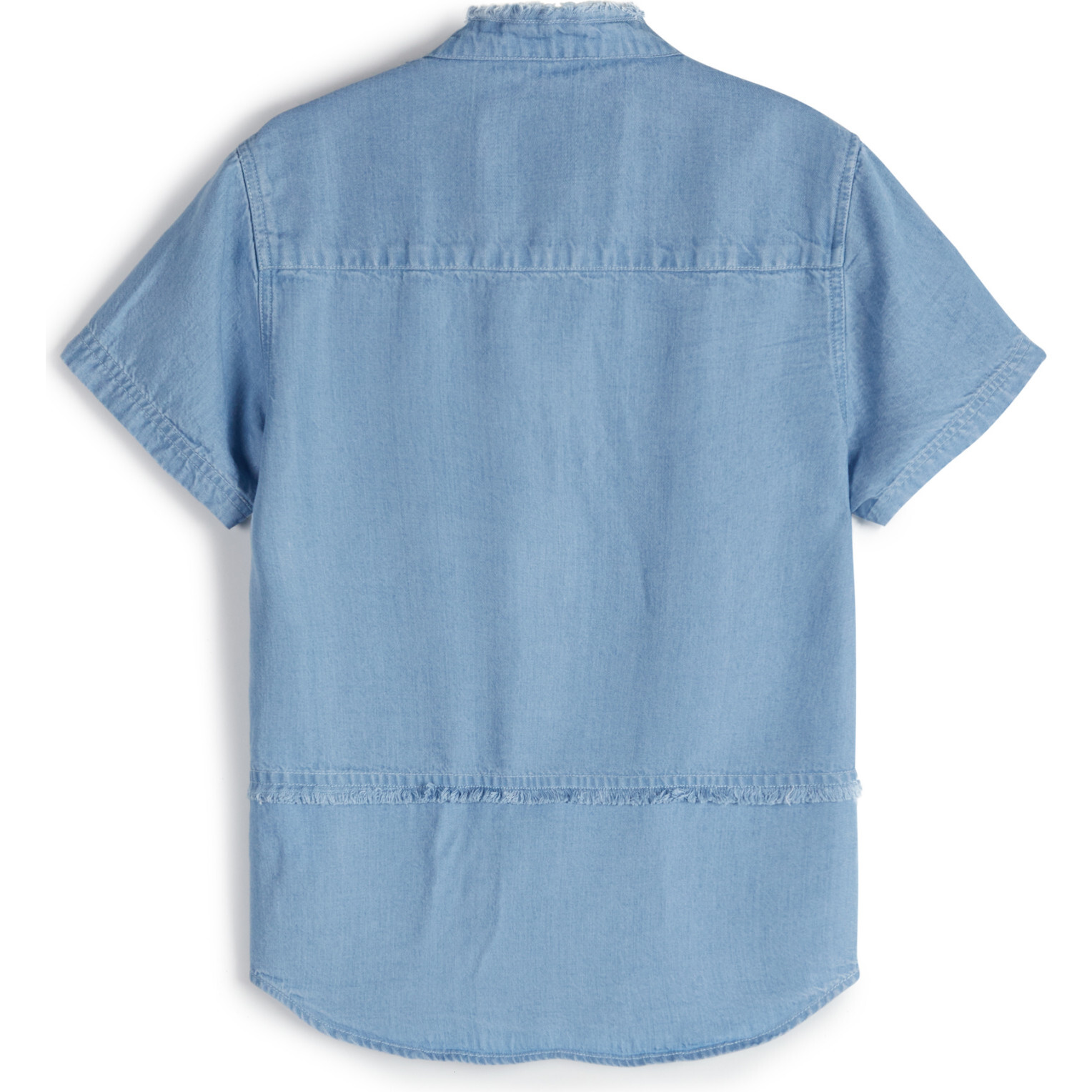Tomé Mandarin Collar Short Sleeve Button-Up Shirt, Light