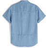 Tomé Mandarin Collar Short Sleeve Button-Up Shirt, Light Denim - Shirts - 2