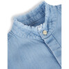 Tomé Mandarin Collar Short Sleeve Button-Up Shirt, Light Denim - Shirts - 3