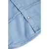 Tomé Mandarin Collar Short Sleeve Button-Up Shirt, Light Denim - Shirts - 5
