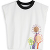 Pilar Print Sleeveless Elastic Hem T-Shirt, Ecru - T-Shirts - 1 - thumbnail