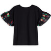 Marisol Frilled Contrast Sleeves T-Shirt , Black - T-Shirts - 2