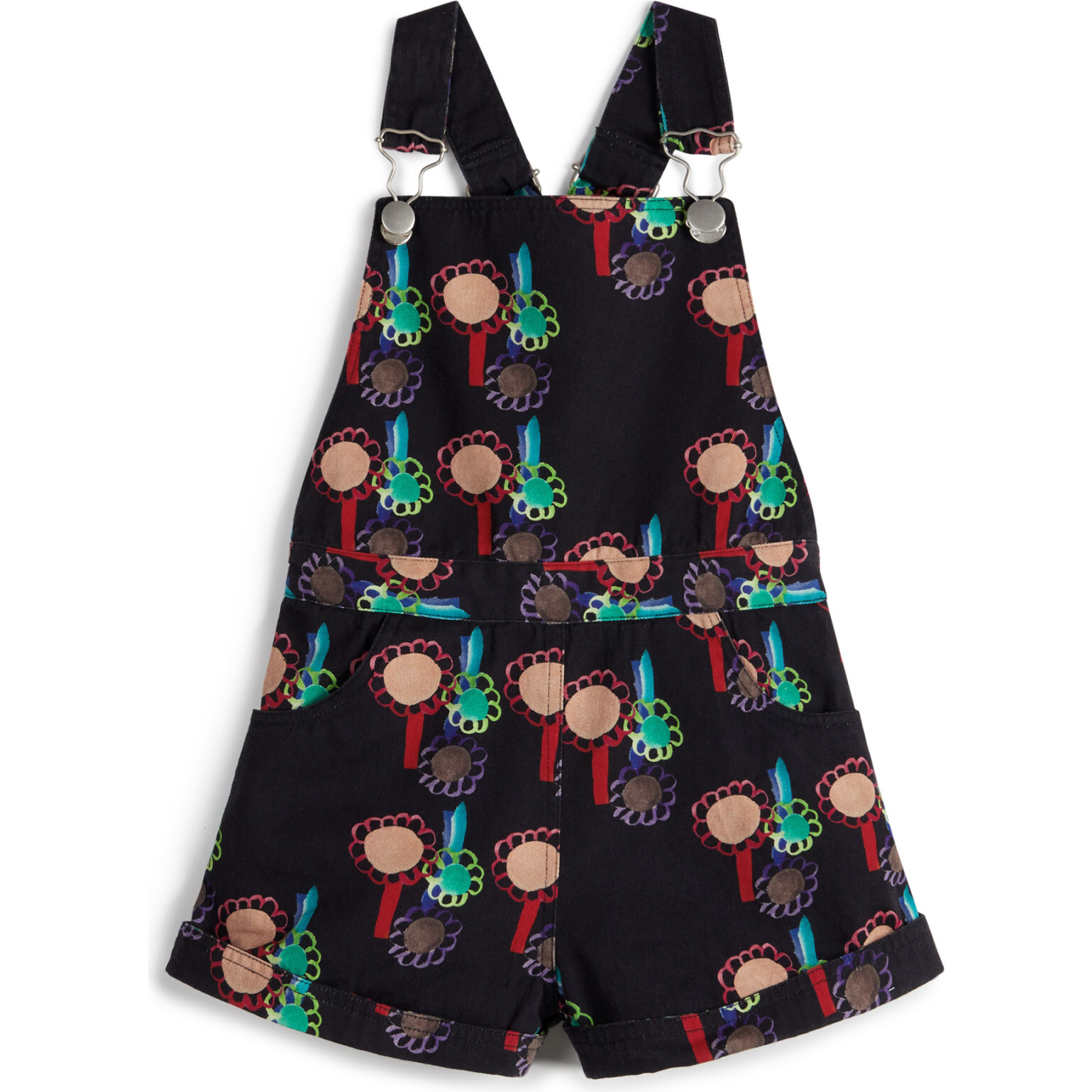 Fátima Short Elastic Metal Buckle Dungarees, Sunflower - Overalls - 1
