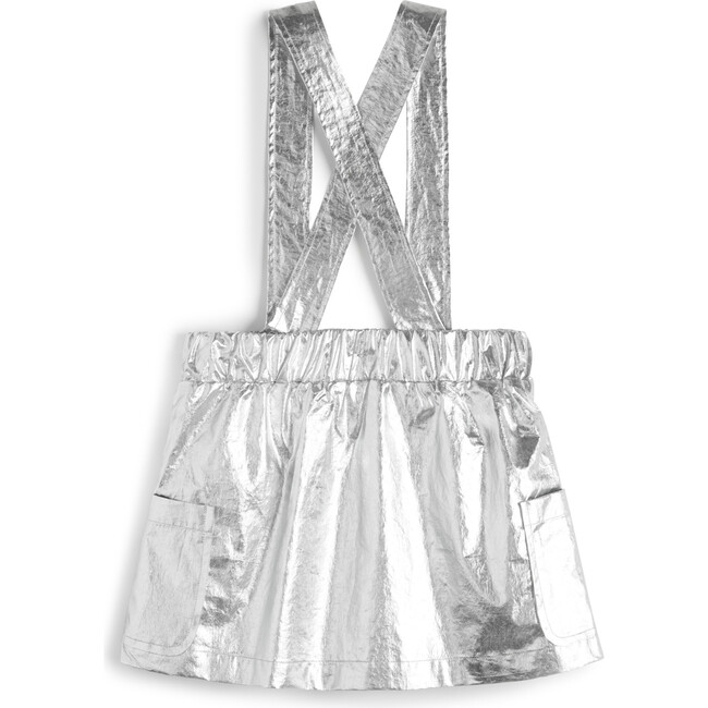 Celina Shinny Shoulder Straps Mini Skirt, Silver - Skirts - 2