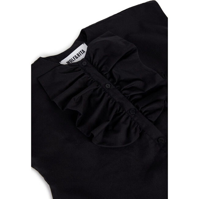 Carlota Sleeveless Cropped Blouse, Black - Blouses - 3