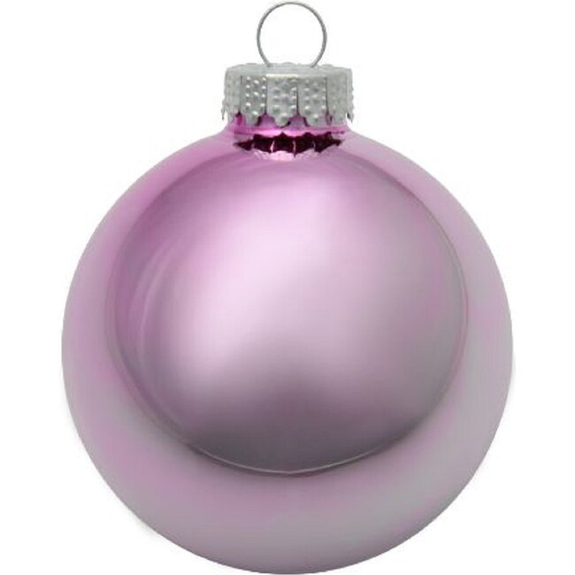 Set of 40 Baby Pink Shiny Glass Christmas Ornaments, 1.5"