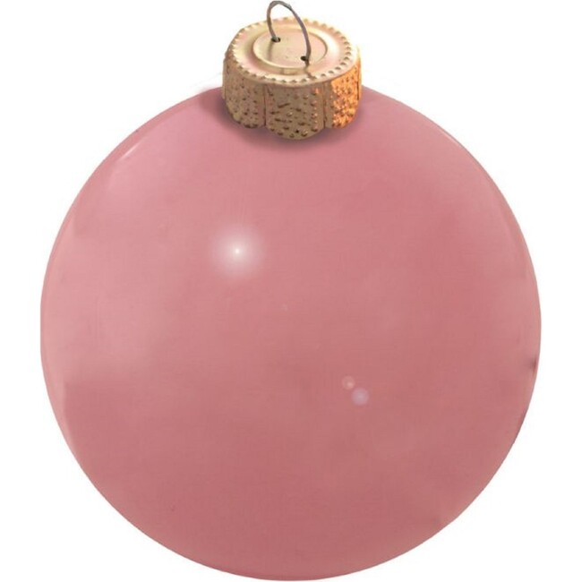 Set of 8 Pale Pink Pearl Glass Christmas Ornament, 3.25"