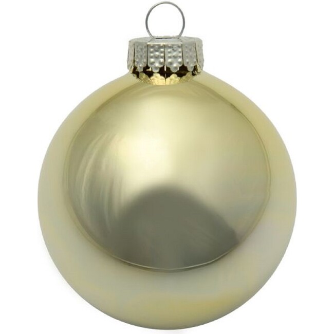 Set of 28 Gold Shiny Glass Christmas Ornaments, 2"