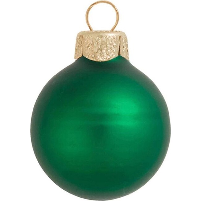Set of 28 Green Matte Glass Christmas Ornaments, 2"