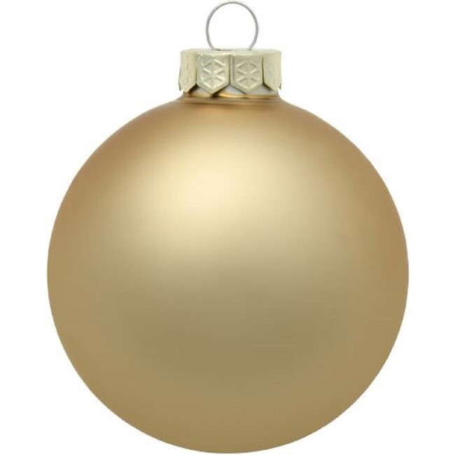 Set of 28 Gold Matte Glass Christmas Ornaments, 2"