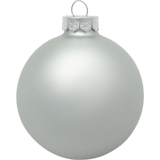 Set of 12 Silver Matte Glass Christmas Ornaments, 2.75"
