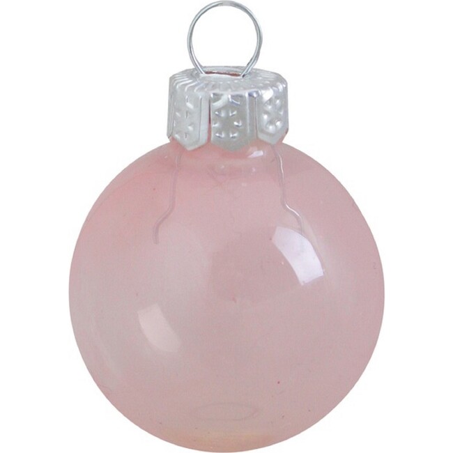 Set of 12 Pale Pink Clear Glass Christmas Ornaments, 2.75"