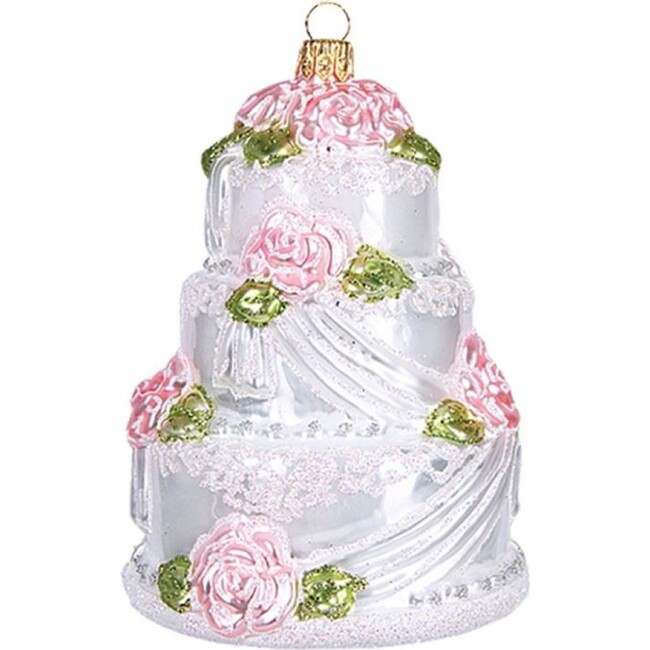 European Glass Wedding Cake Ornament