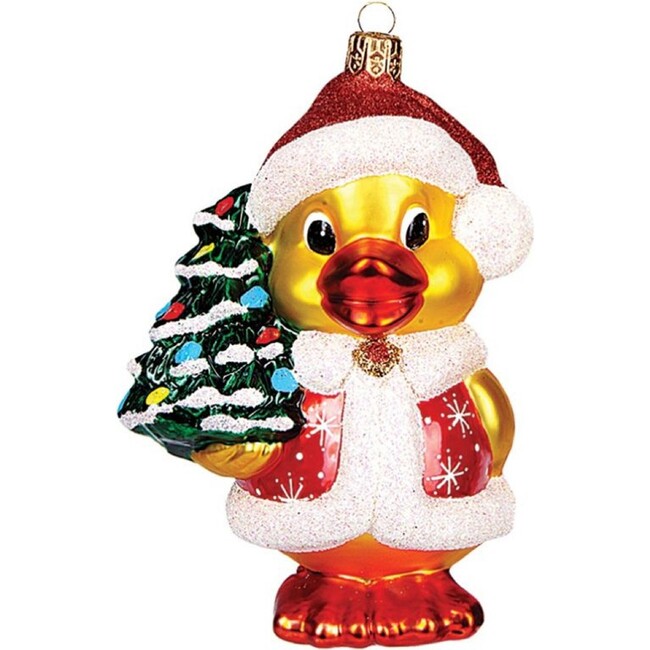 European Glass Santa Duck Ornament