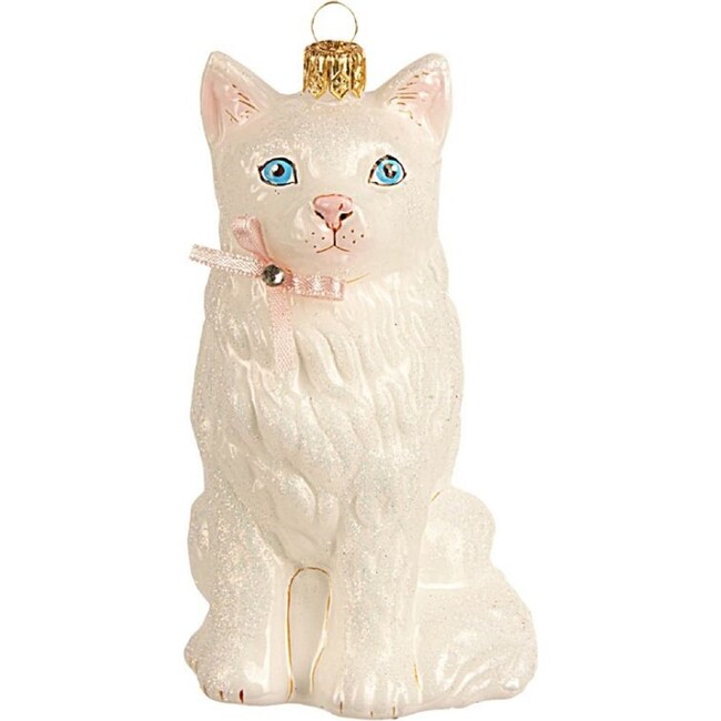 European Glass Fluffy Cat Ornament