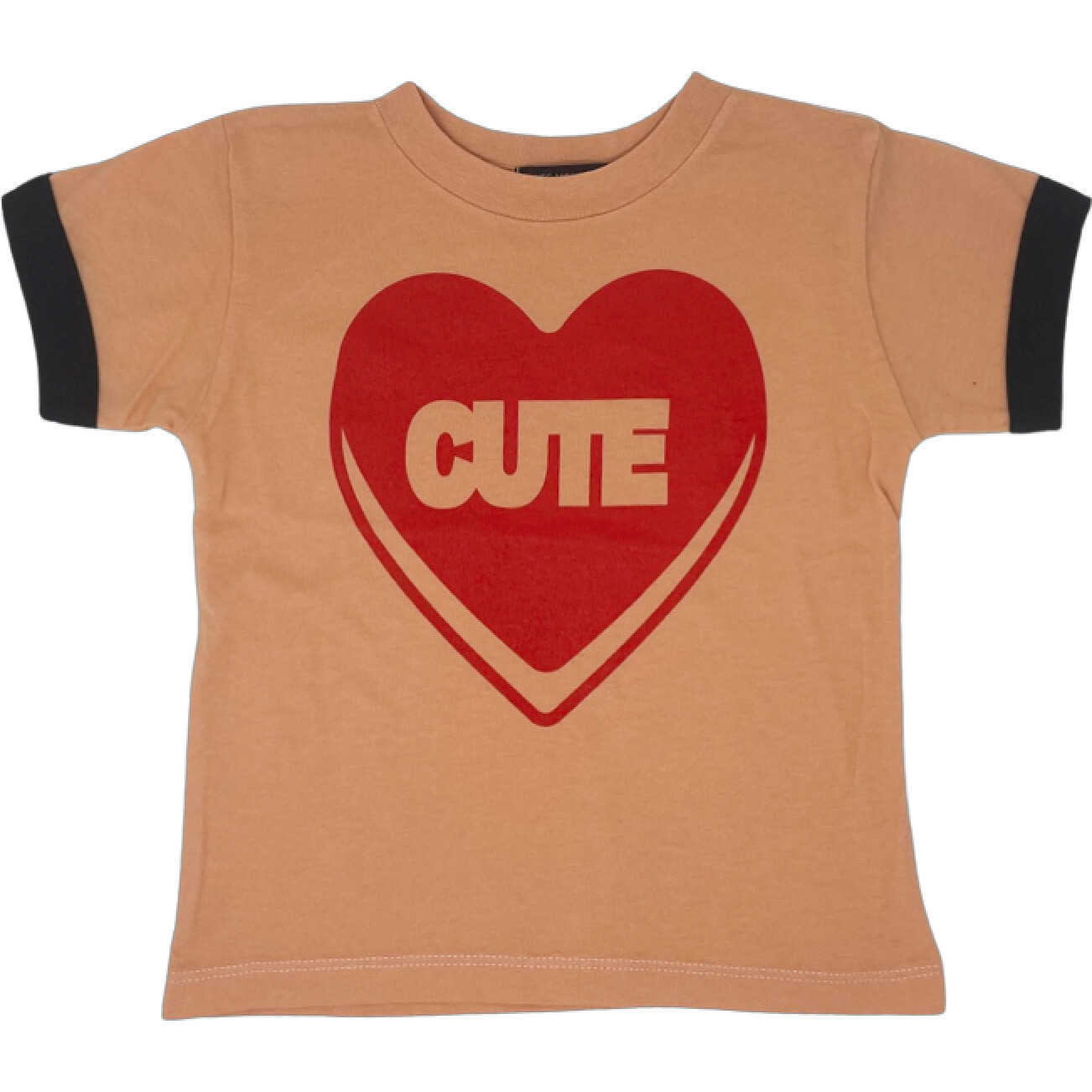 Cute Print Round Neck Short Sleeve Washed Tee, Orange - T-Shirts - 1