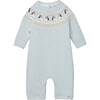 Little Penguin Fairisle All-In-One, Pale Blue - Bodysuits - 1 - thumbnail