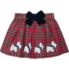 Scottie Doggie Applique Tartan Skirt, Red Tartan - Skirts - 1 - thumbnail