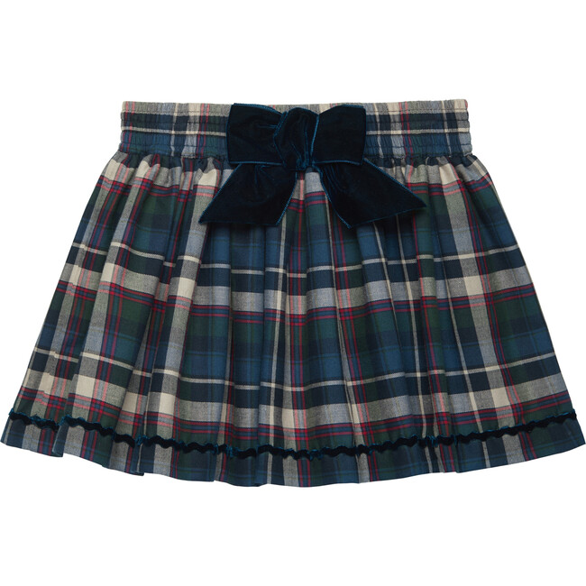 Tartan Bow Skirt, Blue Tartan