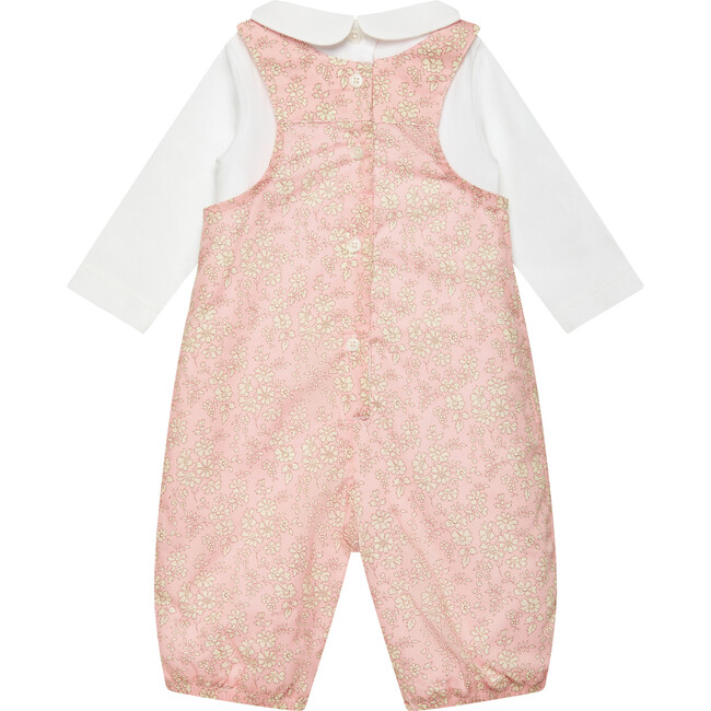 Little Liberty Print Capel Bunny Smocked Dungaree, Pink Capel - Rompers - 2