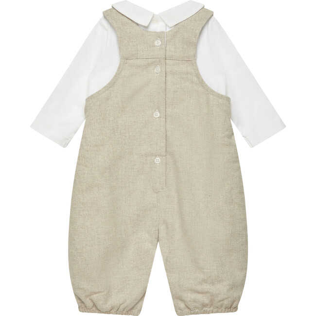 Little Augustus & Friends Smocked Dungaree, Oatmeal - Rompers - 2