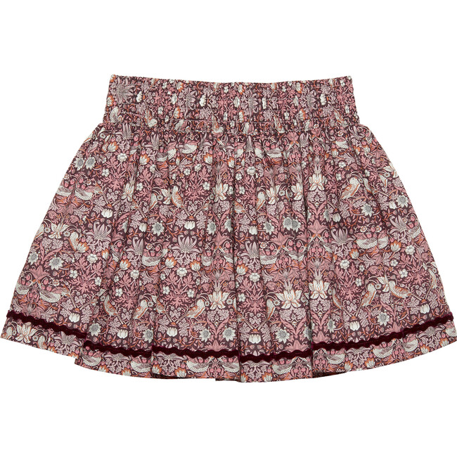 Liberty Print Strawberry Thief Ric Rac Skirt, Plum Strawberry Thief - Skirts - 2