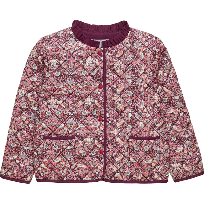 Liberty Print Strawberry Thief Quilted Jacket, Plum Strawberry Thief