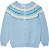 Natasha Fairisle Cardigan, Pale Blue - Cardigans - 1 - thumbnail