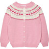 Natasha Fairisle Cardigan, Rose Pink - Cardigans - 1 - thumbnail